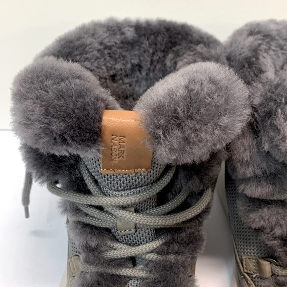 Grey Leather Shearling Boots - Picture 9 of 16
